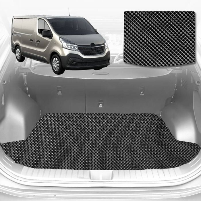 6D Diamond Car Boot Mat for Renault Trafic (X82)2014-Current-Cargo Mat-Black-Outback GT