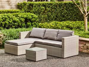 Marquee three piece sofa set in a green garden setting.