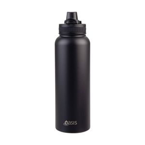 Oasis Stainless Steel Double Wall Insulated Sports Bottle Black 1.1L