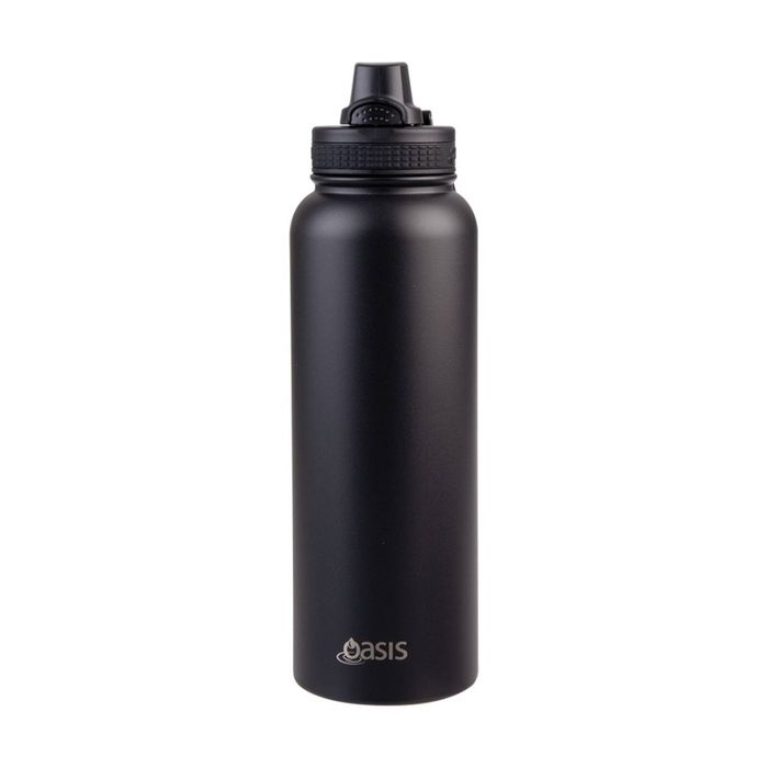 Oasis Stainless Steel Double Wall Insulated Sports Bottle Black 1.1L