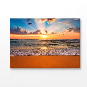 Colorful Ocean Beach Sunrise Print 100% Australian Made 150x100cm (Stretched Canvas)