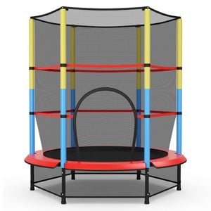 Costway 55" Kids Round Trampoline with security Net & Enclosure Pad