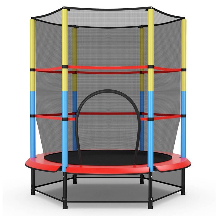 Costway 55" Kids Round Trampoline with security Net & Enclosure Pad