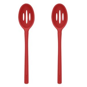 2PK Tovolo Flex-Core All Silicone Slotted Deep Spoon Cooking Utensil - Cayenne