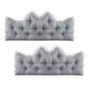 SOGA 2x 150cm Crown Pillows Tufted Light Grey Headboard Cushion Set