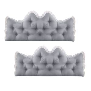 SOGA 2x 150cm Crown Pillows Tufted Light Grey Headboard Cushion Set