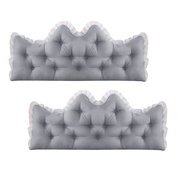 SOGA 2x 150cm Crown Pillows Tufted Light Grey Headboard Cushion Set