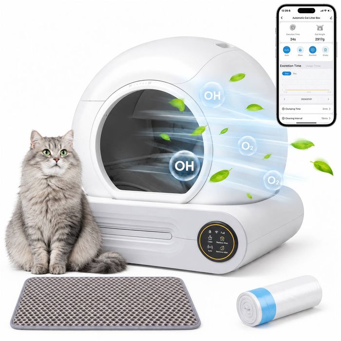 Advwin 65L+9L Automatic Cat Litter Box Self-Cleaning APP Controlled