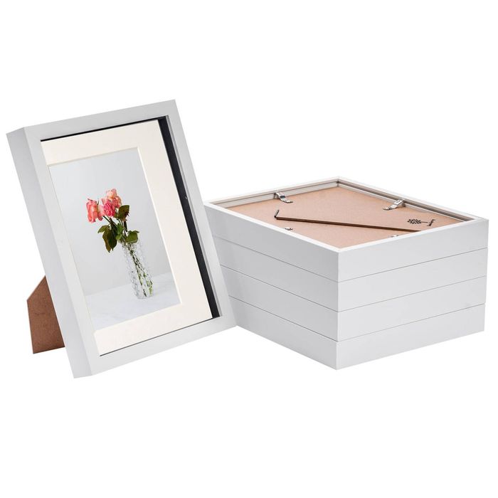 Nicola Spring 8" X 10" White 3d Box Photo Frames - 5" X 7" Mount - Pack Of 5