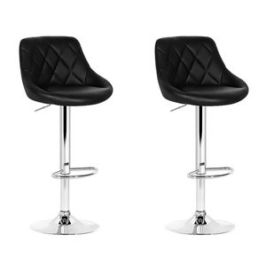 Artiss Elan Set of 2 Black PU Leather Kitchen Bar Stools