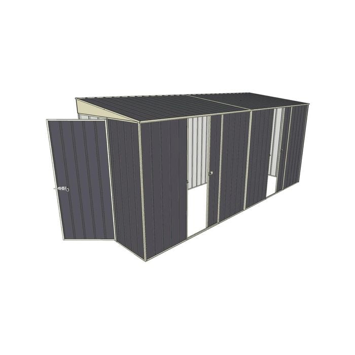 Build-a-Shed 1.5 x 4.5 x 2m Hinged Door Tunnel Shed with Hinged Side Door - Grey
