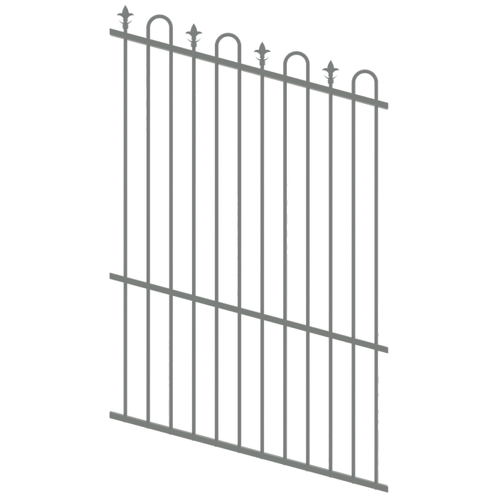 ProtectorAl 0350-1200W x 1800H Palladium Silver Loop & Spear Top Pool Fence Panel Raked Up to 15º