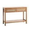 Oikiture Console Table 2 Drawers Entry Hallway Natural