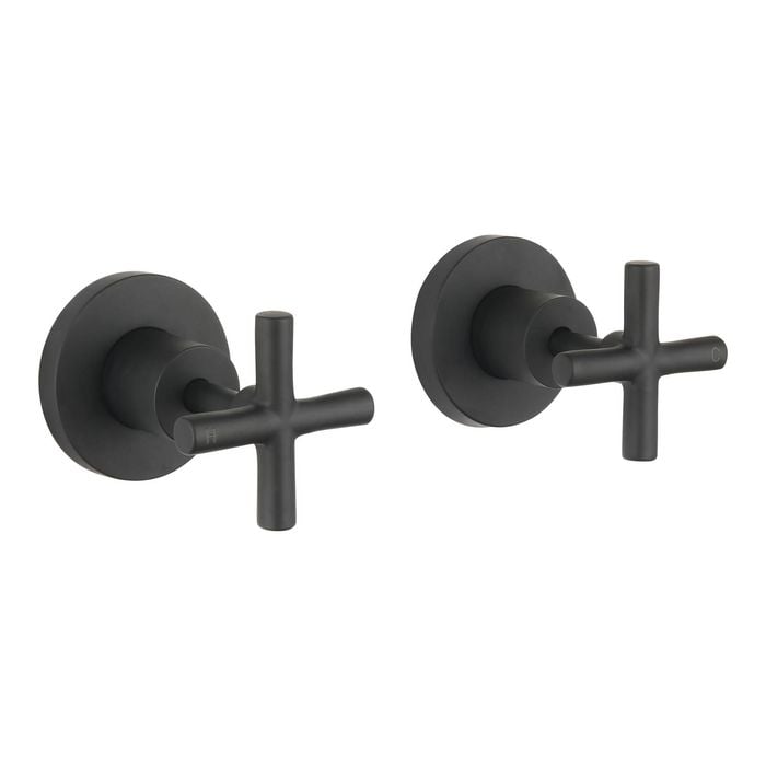 Mondella Matte Black Resonance 1/2 Turn Cross Handle Wall Top Assembly Set