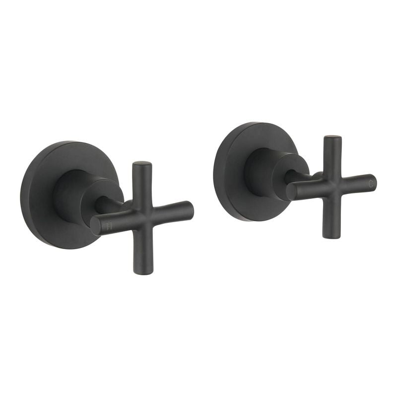 Matte Black Resonance 1/2 Turn Cross Handle Wall Top Assembly Set