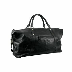 Pierre Cardin Rustic Leather Business Overnight  Unisex Duffle Bag Travel Black