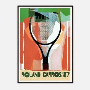 Galrie Vintage Roland Garros 1987 Tennis Poster - Iconic Sports Art Print for Collectors, Black Frame, 70 x 100cm (28 x 40inch)