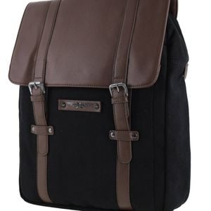 Police Canvas Leather Laptop Messenger Travel Backpack Bag 35x45cm Black
