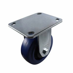 Easyroll 125mm Blue Rubber Fixed Plate Castor