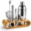 10-Piece Stainless Steel Bartender Kit with Stylish Bamboo Stand (Silver)