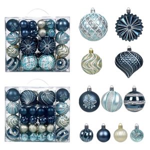 Catzon 48 Pcs Christmas Balls Ornaments Shatterproof for Xmas Tree Wreath-Navy Blue