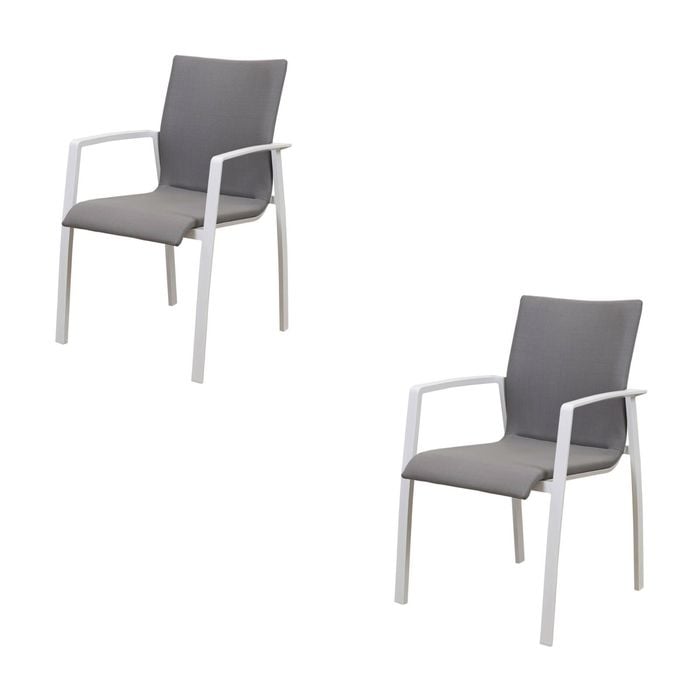 Ataman 2pc Set Aluminium Outdoor Dining Chair White