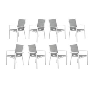 Torres 8pc Set Outdoor Aluminium Dining Chair White