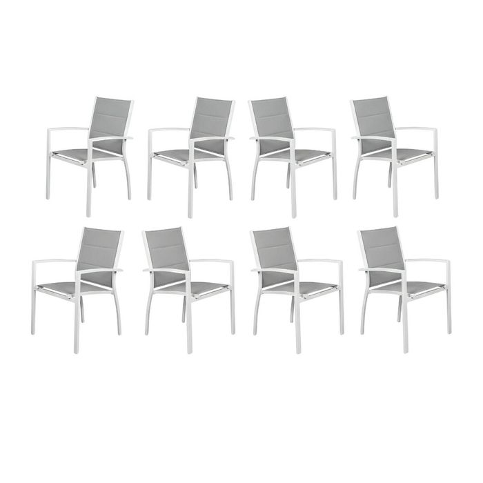 Torres 8pc Set Outdoor Aluminium Dining Chair White