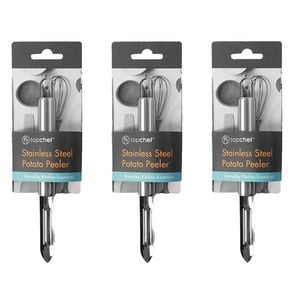 3PK Topchef Stainless Steel Potato Peeler Kitchen Utensil 18.5cm Silver