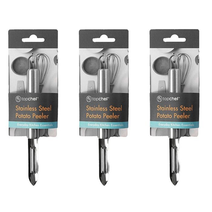 3PK Topchef Stainless Steel Potato Peeler Kitchen Utensil 18.5cm Silver
