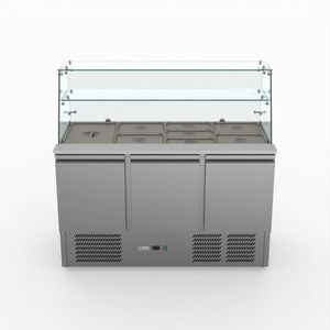Fed-x Three Door Salad Prep Fridge With Glass Top  - Salad Bar Fridges (xs903gc)
