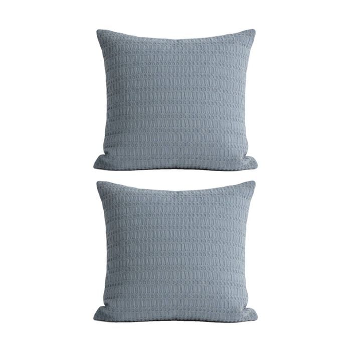 2PK Cloud Linen Celeste Seersucker Cotton Waffle European Pillowcase Ink 65x65cm