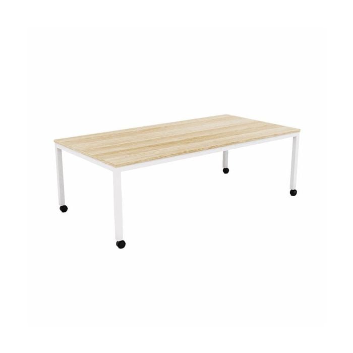 Olg Axis Mobile Table White Frame New Oak Ravine Top L1800mm X W600mm