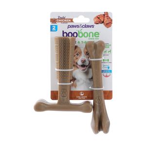 2pc Paws And Claws Pet Dog Cat Boobone Bone T Chew Toys Assorted