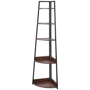 VEVOR 5 Tier Corner Shelf Rustic Brown Plant Rack with Metal Frame for Bedroom