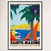 Galrie Sainte Maxime Vintage Travel Poster - Captivating French Riviera Decor, Black Frame, 50 x 70cm (20 x 28inch)