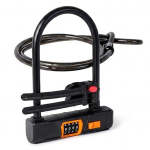 Combination Bike Lock Cable U Lock 4-Digit Resettable E-Bike Scooter Black
