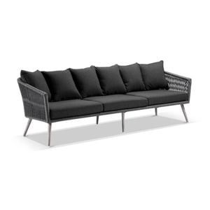 Herman Outdoor 3 Seater Rope And Aluminium Lounge -Grey