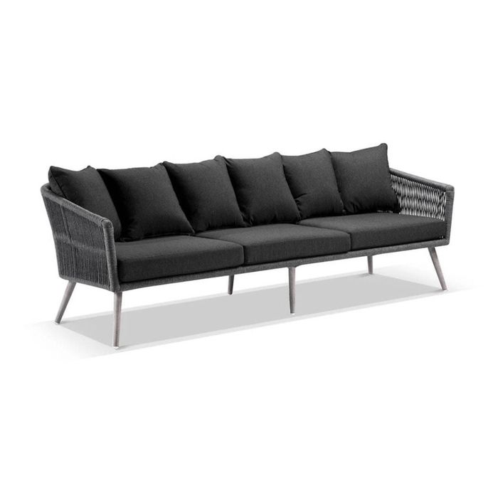 Herman Outdoor 3 Seater Rope And Aluminium Lounge -Grey