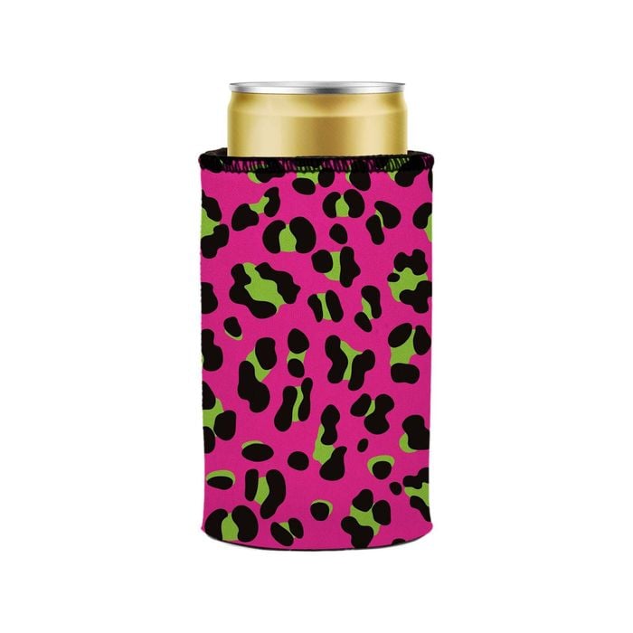 Stubbyz 80s Leopard Print Stubby Cooler Slim