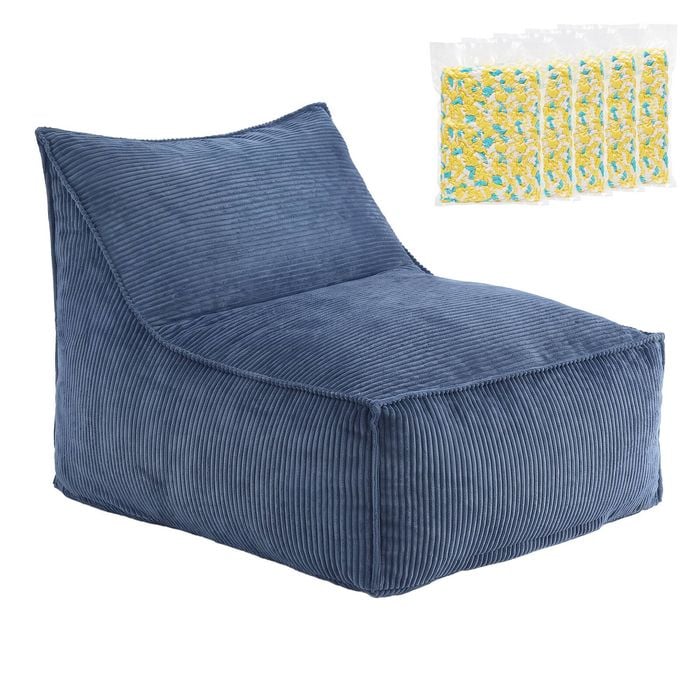 Artiss Bean Bag Chair With Filler Diy Stuffed Bean Bag Lazy Sofa Washable Blue