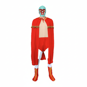 More Than Party Adult Macho Costume Superhero Style Mask Cape Jumpsuit L/XL
