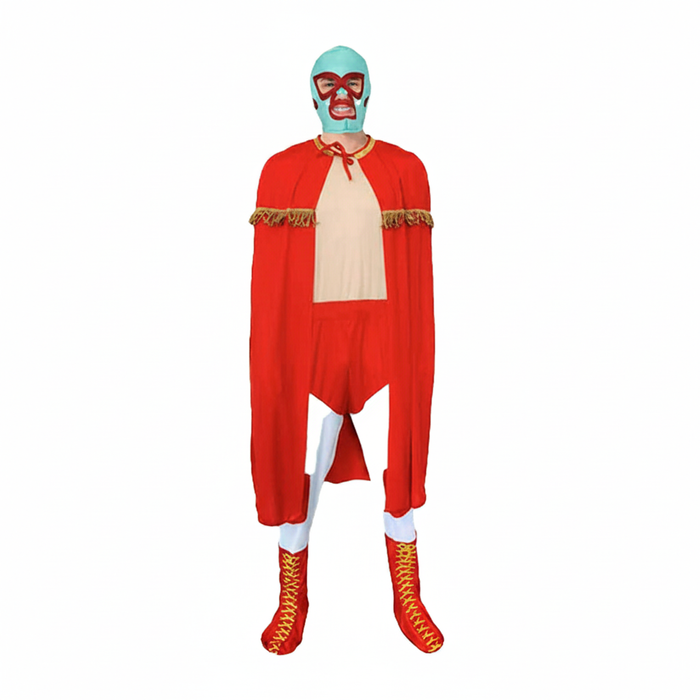 More Than Party Adult Macho Costume Superhero Style Mask Cape Jumpsuit L/XL