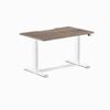 Desky Dual Natural Walnut Scalloped Melamine Sit Stand Desk 120x75cm White Frame Leg