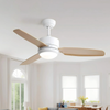 OAKORY 116.8cm Ceiling Fan 18W LED Reversible DC Motor Remote White Woodgrain
