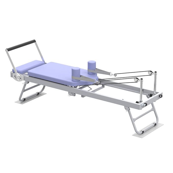 Advwin Home Foldable Pilates Reformer Machine Exercise Equipment with Wheels 120kg Capacity Purple