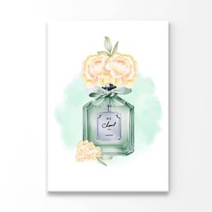 Green Elegant Perfume Print 100% Australian Made 60x90cm (Stretched Canvas)