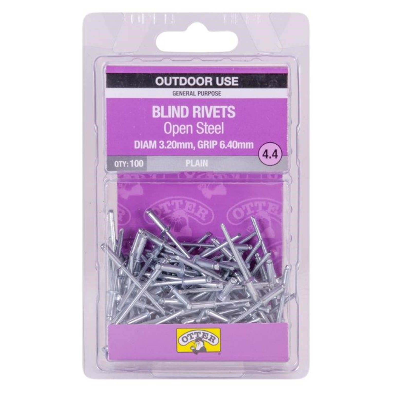 Otter 4.0 x 6.4mm Open Steel Blind Rivets - 100 Pack thumbnail 2