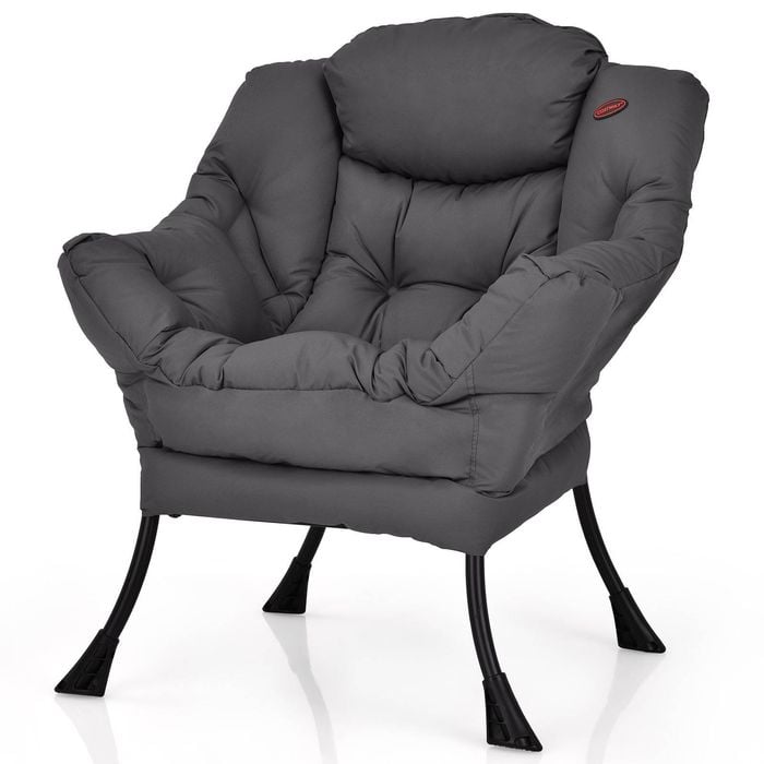 Costway Lounge Upholstered Cotton Armchair, Grey