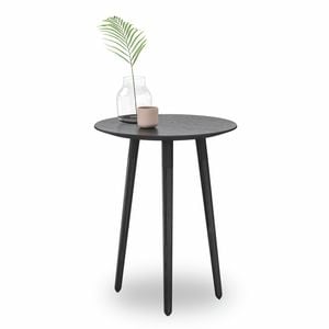 Nochio Black Oak Wood Round Scandinavian Side Table